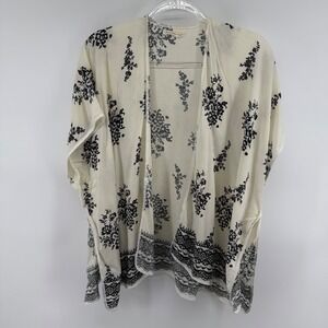 Do everything in Love Cream Black Floral Print Kimono Cardigan One Size Duster
